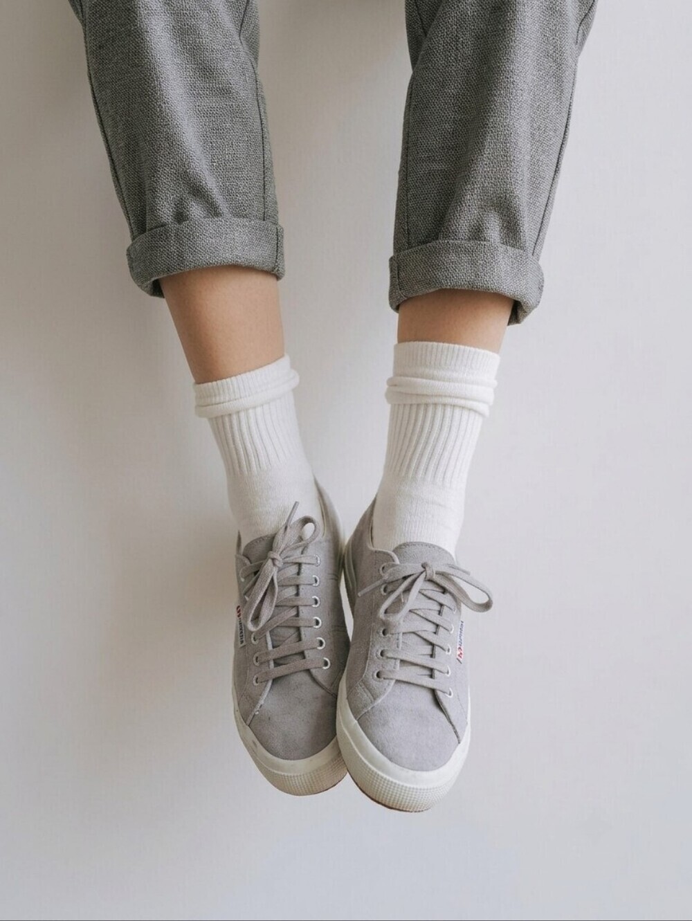 Superga Gray Suede Leather Lace Up Sneakers Sz 8W/6.5M UNISEX